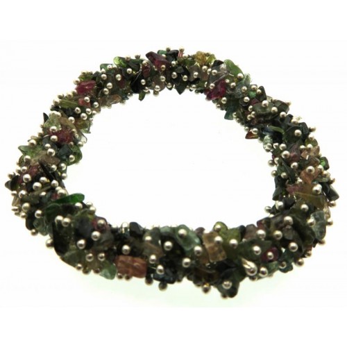 Fused Multi Colour Tourmaline Gemstone Chip Bracelet